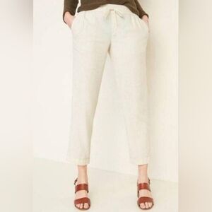 Old Navy Cream Linen Blend Straight Drawstring Stretch Waist High Rise Pants- XL